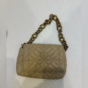Zara Quilted Tan Chain Shoulder Bag